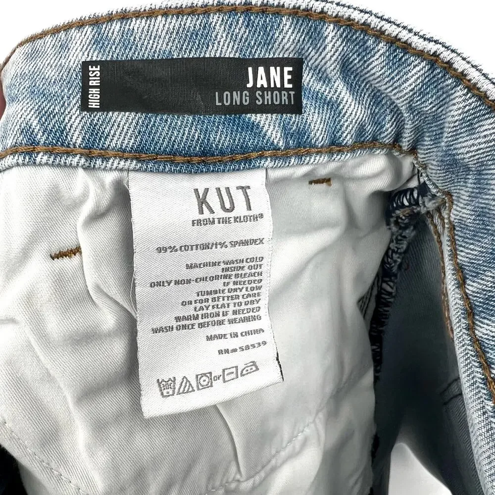 KUT FROM THE KLOTH Womens Jane High Rise Long Shorts Size 10 Blue Vintage NWT